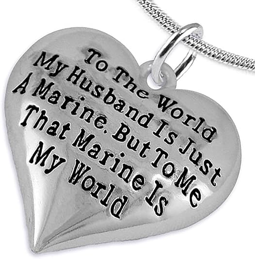 Marine Wife, My Husband is My World, Necklace, Hypoallergenic, Safe- Nickel, Lead and Cadmium Free