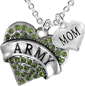 Army Mom Heart Necklace, Adjustable, Hypoallergenic, Will NOT Irritate Anyone with Sensitive Skin. Safe- Nickel, Lead and Cadmium Free