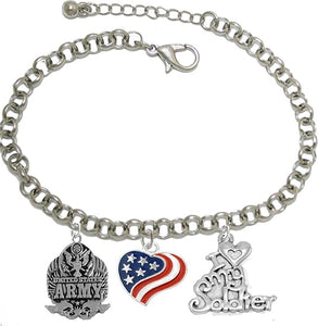 Army, I Love My Soldier, Adjustable Hypoallergenic, Safe-Nickel, Lead, Cadmium Free