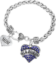 Air Force Mom Heart Bracelet, Hypoallergenic, Will NOT Irritate Anyone with Sensitive Skin. Safe- Nickel, Lead and Cadmium Free