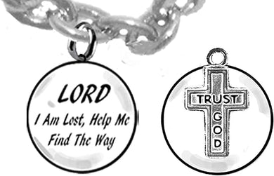 Lord I Am Lost, Help Me Find The Way, 2nd Charm Behind Charm. TRUST GOD, Christian Cross, Hypoallergenic Adjustable Necklace. Nickel, Lead, And Cadmium Safe