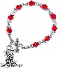 Firefighter, I Love My Firefighter, Genuine Crystal, Bracelet, Hypoallergenic, Safe-Nickel, Lead, Free