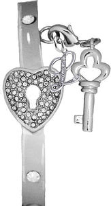 It Really Locks!, The Key To My Heart, "Initial L", Cuff Crystal Bracelet, Hypoallergenic, Safe-Nickel, Lead, Free