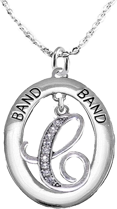 School Band, Music, Orchestra Jewelry, Hypoallergenic Adjustable Necklace, Safe-Nickel, Lead and Cadmium Free (Crystal C)