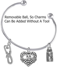 Nurse RN, Add-A-Charm Bracelet, Hypoallergenic, Safe-Nickel, Lead, Free