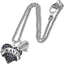 Navy Sister Blue Crystal Necklace Heart Necklace, Hypoallergenic, Will NOT Irritate Anyone with Sensitive Skin. Safe- Nickel, Lead and Cadmium Free