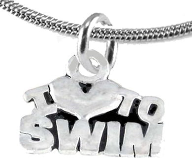 I Love Swimming, Adjustable Necklace, Hypoallergenic, Safe-Nickel Free, No Poisonous Lead Or Cadmium