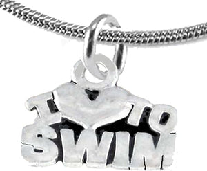 I Love Swimming, Adjustable Necklace, Hypoallergenic, Safe-Nickel Free, No Poisonous Lead Or Cadmium