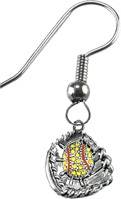 Softball On A Sterling Silver Solid .925 Sterling,Not Plated Or Coated.Fishhook Earring,Hyperallergenic Safe-Nickel,Lead, Cadmium Free