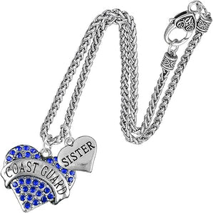 Coast Guard Sister Heart Necklace, Hypoallergenic, Will NOT Irritate Anyone with Sensitive Skin. Safe- Nickel, Lead, Cadmium Free