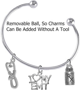 EMT, I Love My EMT, Add-A-Charm Bracelet, Hypoallergenic, Safe-Nickel, Lead, Free