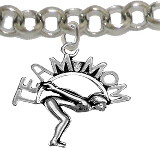 Swim Team Mom, Swimming Bracelet, Adjustable Hypoallergenic, Safe-Nickel, Lead & Cadmium Free!
