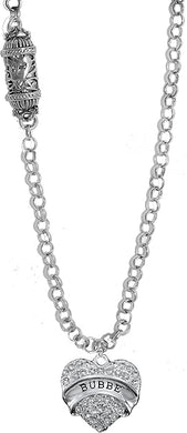 Jewish Bubbe Mezuzah Rolo Chain Necklace Hypoallergenic, Crystal Heart And Star Of David, Safe-Nickel, Lead, And Cadmium Free