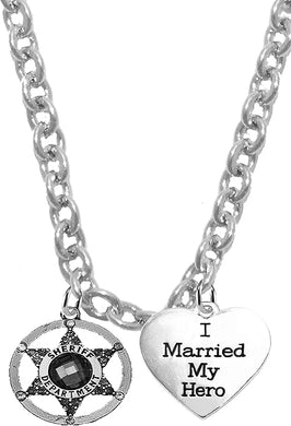 Deputy Sheriff's, I Married My Hero, On A Adjustable Cable Chain Necklace, Hypoallergenic Safe-Nickel, Lead And Cadmium Free