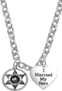 Deputy Sheriff's, I Married My Hero, On A Adjustable Cable Chain Necklace, Hypoallergenic Safe-Nickel, Lead And Cadmium Free