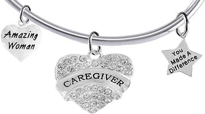 Caregiver, Nurse, RN, LPN, You Made A Difference, Amazing Women Removable Ball Bracelet, Hypoallergenic, Safe-Nickel, Lead, Free