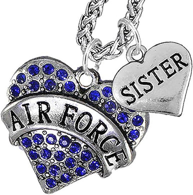 Air Force Sister Heart Necklace, Hypoallergenic, Will NOT Irritate Anyone with Sensitive Skin. Safe- Nickel, Lead and Cadmium Free