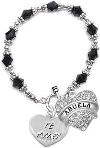 Te Amo Abuela Toggle Crystal Bracelet, Hypoallergenic, Safe-Nickel, Lead, Cadmium Free