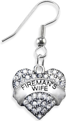 Fireman's Wife Crystal Heart Earring, Safe-Nickel, Lead & Cadmium Free!