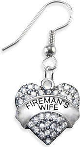 Fireman's Wife Crystal Heart Earring, Safe-Nickel, Lead & Cadmium Free!