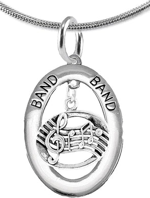 Band Music Notes Hypoallergenic Adjustable Necklace, Safe-Nickel, Lead Free