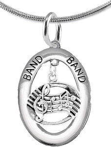 Band Music Notes Hypoallergenic Adjustable Necklace, Safe-Nickel, Lead Free