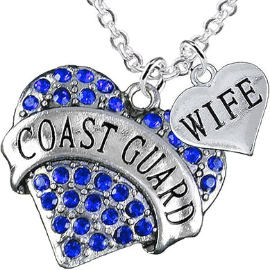 Coast Guard Wife Heart Necklace, Adjustable, Hypoallergenic, Will NOT Irritate Anyone with Sensitive Skin. Safe- Nickel, Lead and Cadmium Free