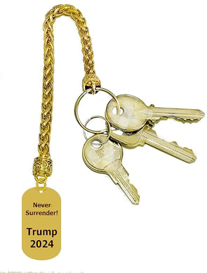 Trump, Never Surrender Trump 2024, Brand New Gold Wheat Chain Key Chain, What A Wonderful Gift For Yourself Or Someone Special. No Worry About What Size Someone Wears, Large Almost 9 Inches Long
