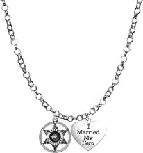 Deputy Sheriff's, I Married My Hero, On A Adjustable Rolo Chain Necklace, Hypoallergenic Safe-Nickel, Lead And Cadmium Free