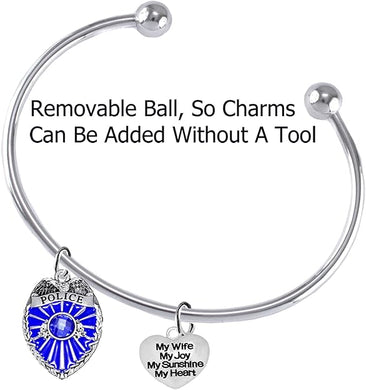 Policeman's, My Wife, My Joy, My Sunshine, My Heart, Adjustable Bracelet, Hypoallergenic, Safe-Nickel Free, No Poisonous Lead Or Cadmium.