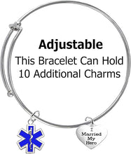 EMT, Parmedic, EMT Firefighter's I Married My Hero, On A Adjustable Miracle Wire Bracelet, Hypoallergenic Safe-Nickel, Lead And Cadmium Free