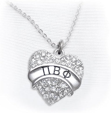 Pi Beta Phi Crystal Heart Necklace - Licensed Sorority Jewelry Manufacturer