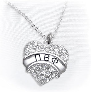 Pi Beta Phi Crystal Heart Necklace - Licensed Sorority Jewelry Manufacturer