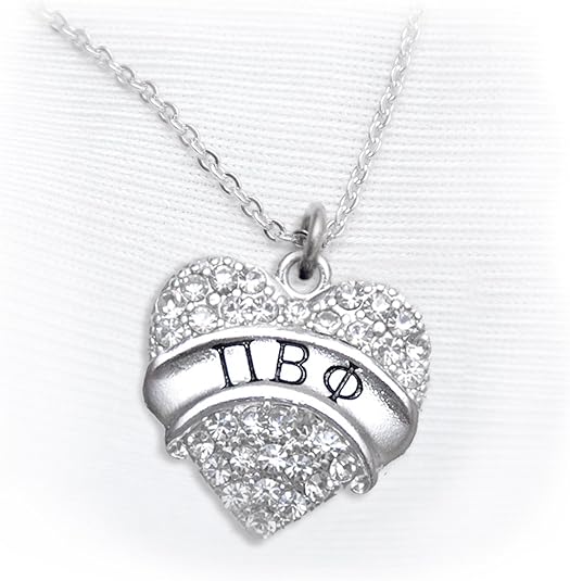Pi Beta Phi Crystal Heart Necklace - Licensed Sorority Jewelry Manufacturer