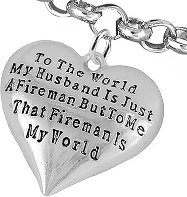 My Firefighter is My World, Wife Adjustable Bracelet, Hypoallergenic, Safe-Nickel, Lead, Cadmium Free