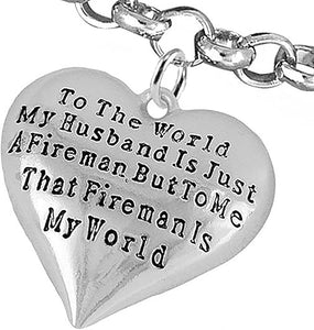 My Firefighter is My World, Wife Adjustable Bracelet, Hypoallergenic, Safe-Nickel, Lead, Cadmium Free