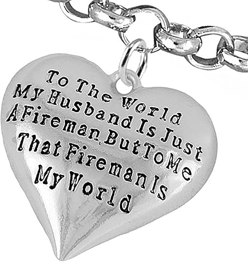 My Firefighter is My World, Wife Adjustable Bracelet, Hypoallergenic, Safe-Nickel, Lead, Cadmium Free