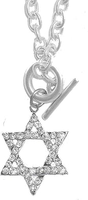 Jewish Star Of David, Genuine Crystal, Cable Chain Necklace Hypoallergenic, Safe-Nickel, Lead, And Cadmium Free