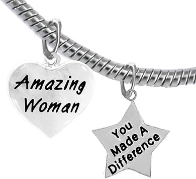 Amazing Women, You Made A Difference, Motivational Snake Chain Bracelet, Hypoallergenic, Safe-Nickel, Lead, Cadmium Free