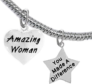 Amazing Women, You Made A Difference, Motivational Snake Chain Bracelet, Hypoallergenic, Safe-Nickel, Lead, Cadmium Free