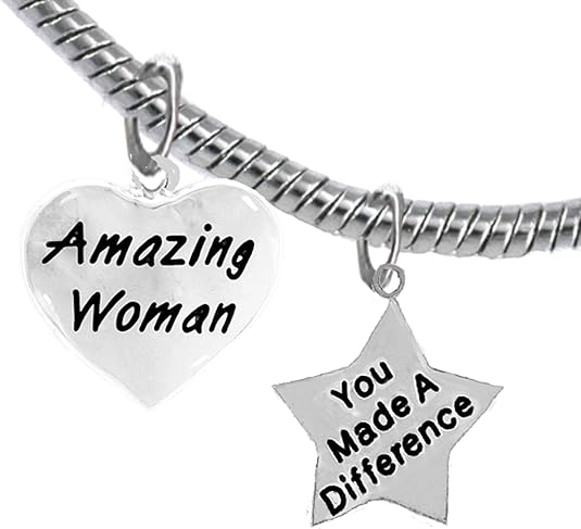 Amazing Women, You Made A Difference, Motivational Snake Chain Bracelet, Hypoallergenic, Safe-Nickel, Lead, Cadmium Free