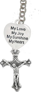 My Love, My Joy, My Sunshine, My Heart, and A Crucifix, Through A Circle, Father, Son, Holy Ghost, Adjustable Necklace, Nickel Lead, Cadmium Free