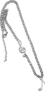 Music Note Genuine Crystal, Treble Clef Jewelry, Rolo Chain Adjustable Necklace, Hypoallergenic, Safe-Nickel, Lead, and Cadmium Free