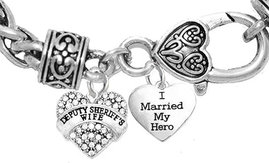 Deputy Sheriff's Wife, I Married My Hero, On A Antique Wheat Chain Bracelet, Hypoallergenic Safe-Nickel, Lead And Cadmium Free-It Is What You Do Not See That Matters™