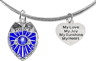Policeman's, My Love, My Joy, My Sunshine, My Heart, Adjustable Necklace, Hypoallergenic, Safe-Nickel Free, No Poisonous Lead Or Cadmium.