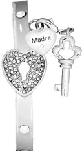 Message Bracelet, Madre, The Key to My Heart, Genuine Crystal Bracelet, It Really Locks! Hypoallergenic, Safe-Nickel, Lead, Free