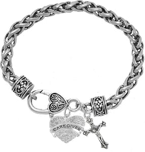 Caregiver, Nurse, RN, LPN, Crucifix Cross, Bracelet, Hypoallergenic, Safe-Nickel, Lead, Free
