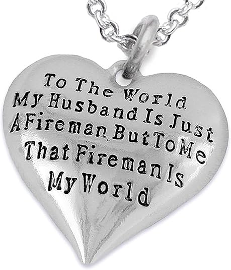 My Firefighter Is My World, Wife Adjustable Necklace, Hypoallergenic, Safe-Nickel, Lead, Cadmium Free