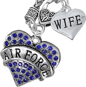 Air Force Wife Heart Necklace, Hypoallergenic, Will NOT Irritate Anyone with Sensitive Skin. Safe- Nickel, Lead and Cadmium Free