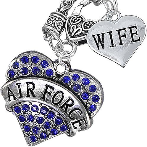 Air Force Wife Heart Necklace, Hypoallergenic, Will NOT Irritate Anyone with Sensitive Skin. Safe- Nickel, Lead and Cadmium Free